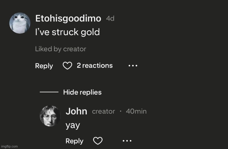 got noticed by the guy who made all my John Lennon memes this morning | made w/ Imgflip meme maker