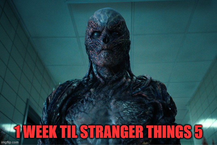 1 Week Til Stranger Things 5 | 1 WEEK TIL STRANGER THINGS 5 | image tagged in stranger things | made w/ Imgflip meme maker