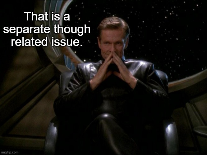 That is a separate though related issue. | image tagged in luther sloan | made w/ Imgflip meme maker