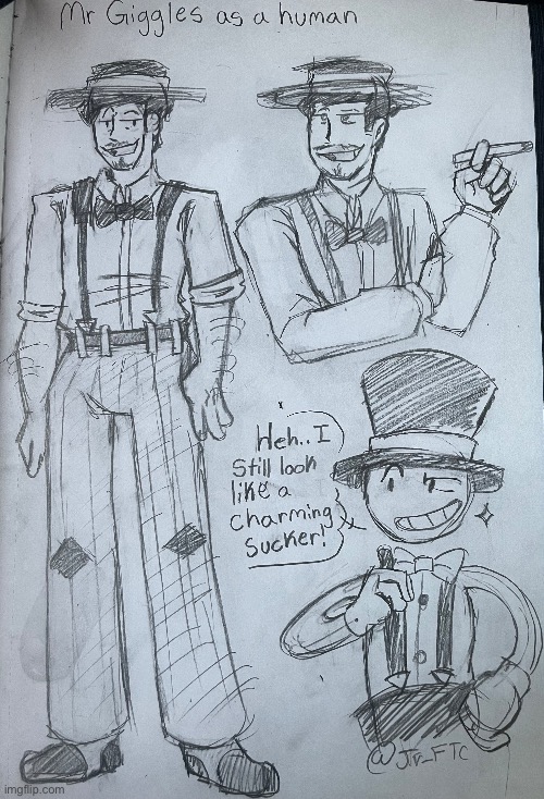 I tried drawing Mr Giggles if he was a human | made w/ Imgflip meme maker