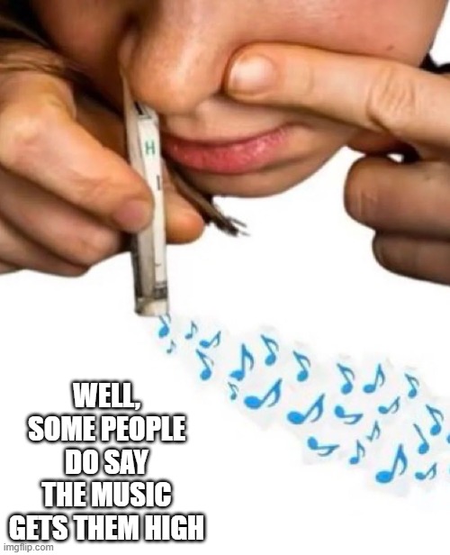 Music Gets You High | WELL, SOME PEOPLE DO SAY THE MUSIC GETS THEM HIGH | image tagged in music | made w/ Imgflip meme maker