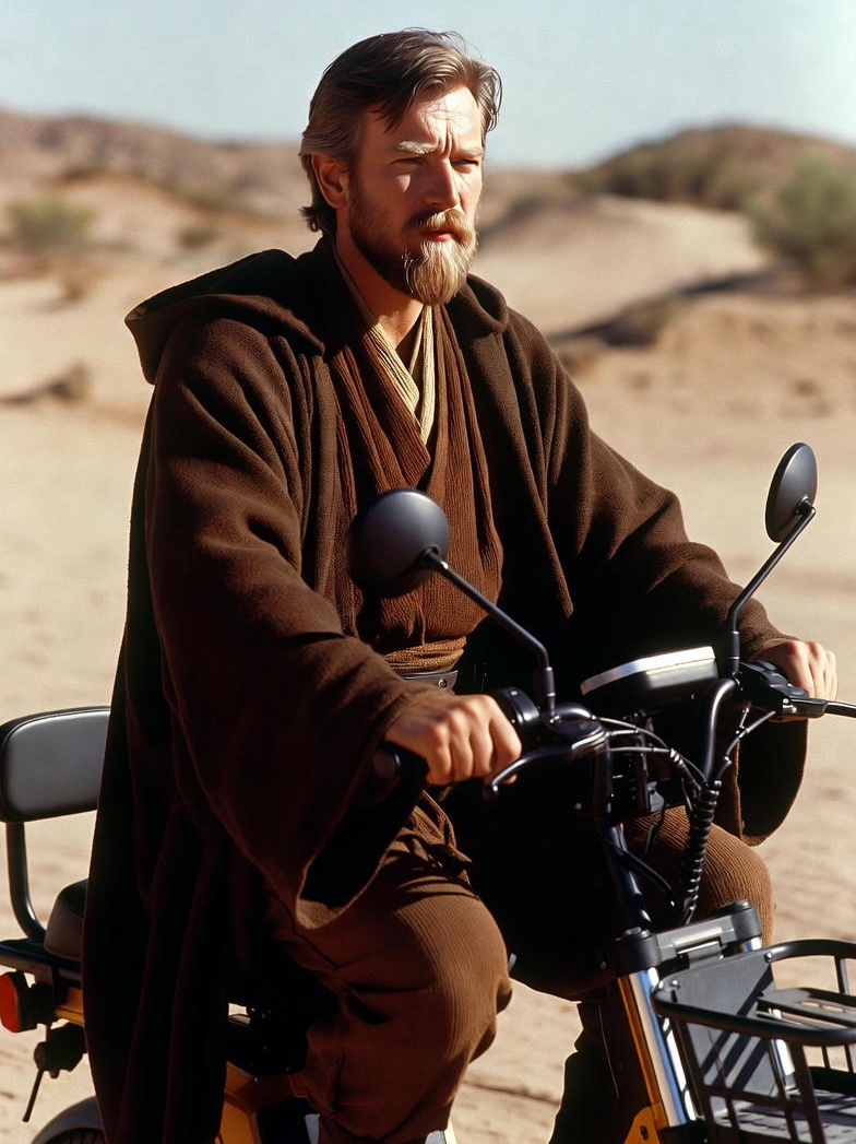 High Quality Jedi on an e-bike Blank Meme Template