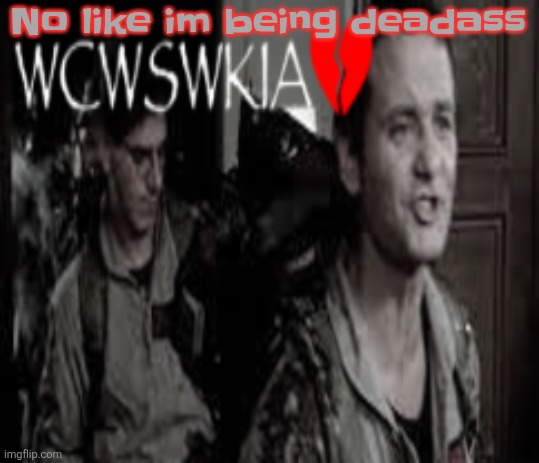 WCWSWKIA | No like im being deadass | image tagged in wcwswkia | made w/ Imgflip meme maker