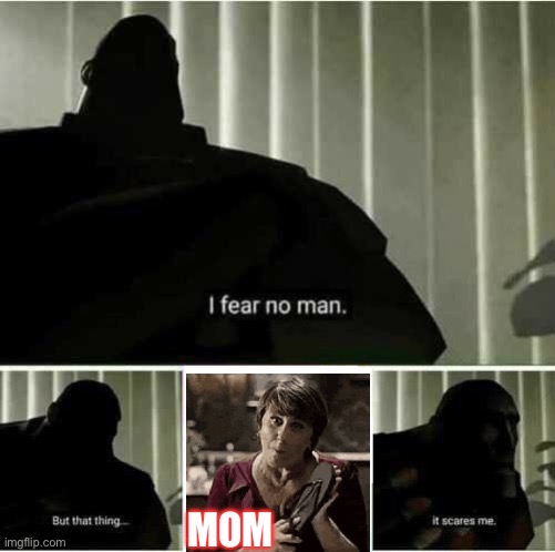 What do YOU fear? | MOM | image tagged in i fear no man,mom,mother,memes,funny,slippers | made w/ Imgflip meme maker