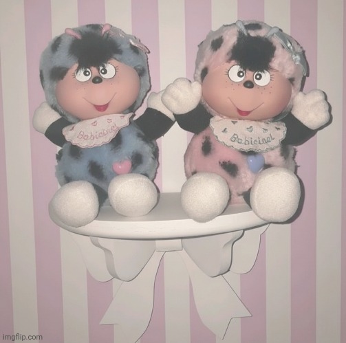 Babicinel vintage rubber face plush blue pink ladybug from Cococinel TV series 1992 | image tagged in cococinel | made w/ Imgflip meme maker