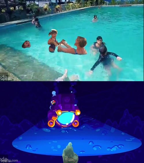 Mother Ignoring Kid Drowning In A Pool Blank Meme Template