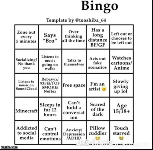 loser bingo | image tagged in loser bingo | made w/ Imgflip meme maker
