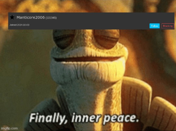 Finally, inner peace. | image tagged in finally inner peace | made w/ Imgflip meme maker