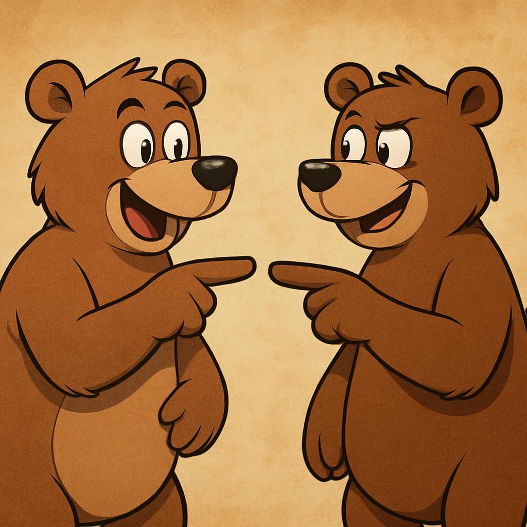Two bears pointing at each other Blank Meme Template