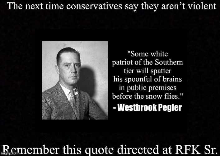 Blank  | The next time conservatives say they aren’t violent; Remember this quote directed at RFK Sr. | image tagged in blank | made w/ Imgflip meme maker