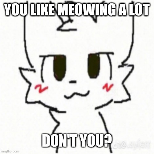 Meow :3 | YOU LIKE MEOWING A LOT; DON'T YOU? | image tagged in boy kisser | made w/ Imgflip meme maker