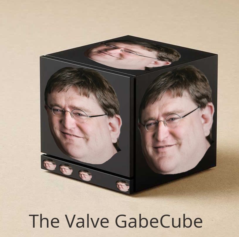GabeCube | image tagged in valve,steam machine,steam,gaming,gabe newell,gaben | made w/ Imgflip meme maker