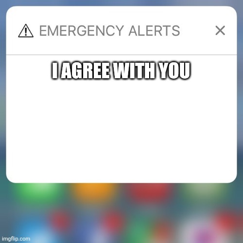 Emergency Alert | I AGREE WITH YOU | image tagged in emergency alert | made w/ Imgflip meme maker