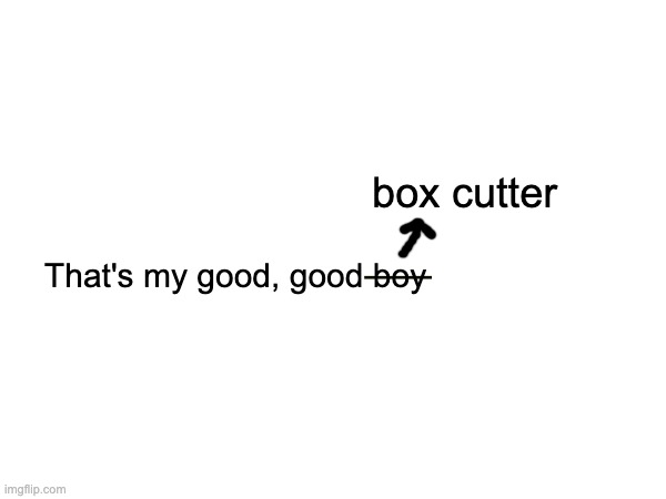 That's my good, good boy box cutter | made w/ Imgflip meme maker