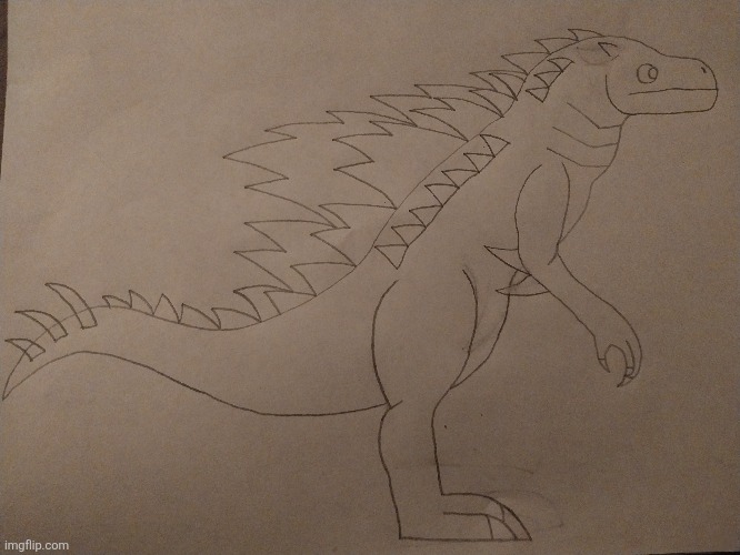 My own Godzilla (PaleoGoji) redesign sketch.mp3 | image tagged in drawing,godzilla | made w/ Imgflip meme maker