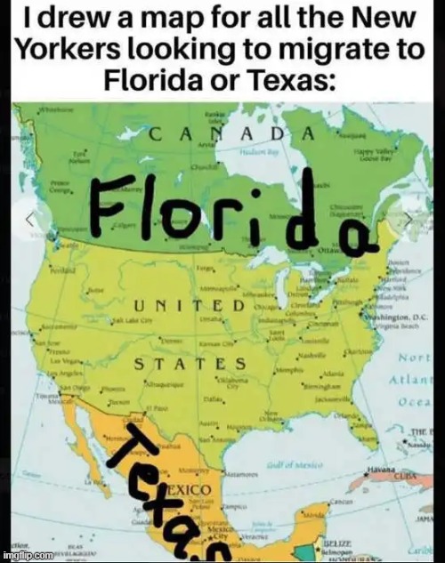 Problem solved | image tagged in new york,liberals,florida,texas | made w/ Imgflip meme maker