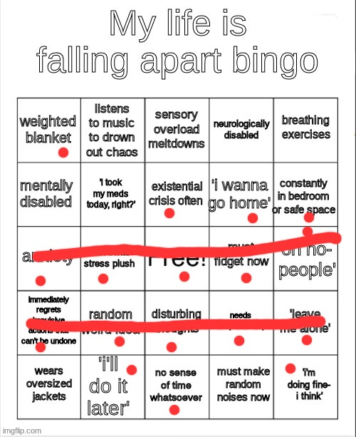 my life is falling apart bingo | image tagged in my life is falling apart bingo | made w/ Imgflip meme maker