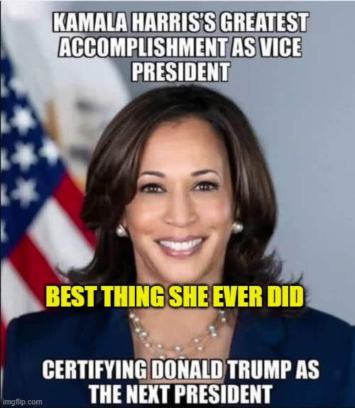 Best thing Kamala ever did | BEST THING SHE EVER DID | image tagged in kamala's greatest accomplishment,kamala harris,donald trump,border wall,border czar,illegal immigration | made w/ Imgflip meme maker