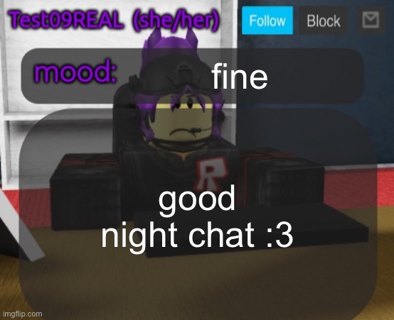 Test09 Jane Doe temp v2 | fine; good night chat :3 | image tagged in test09 jane doe temp v2 | made w/ Imgflip meme maker