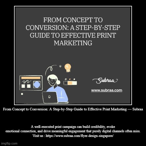 From Concept to Conversion: A Step-by-Step Guide to Effective Print Marketing — Subraa | A well-executed print campaign can build credibilit | image tagged in funny,demotivationals | made w/ Imgflip demotivational maker