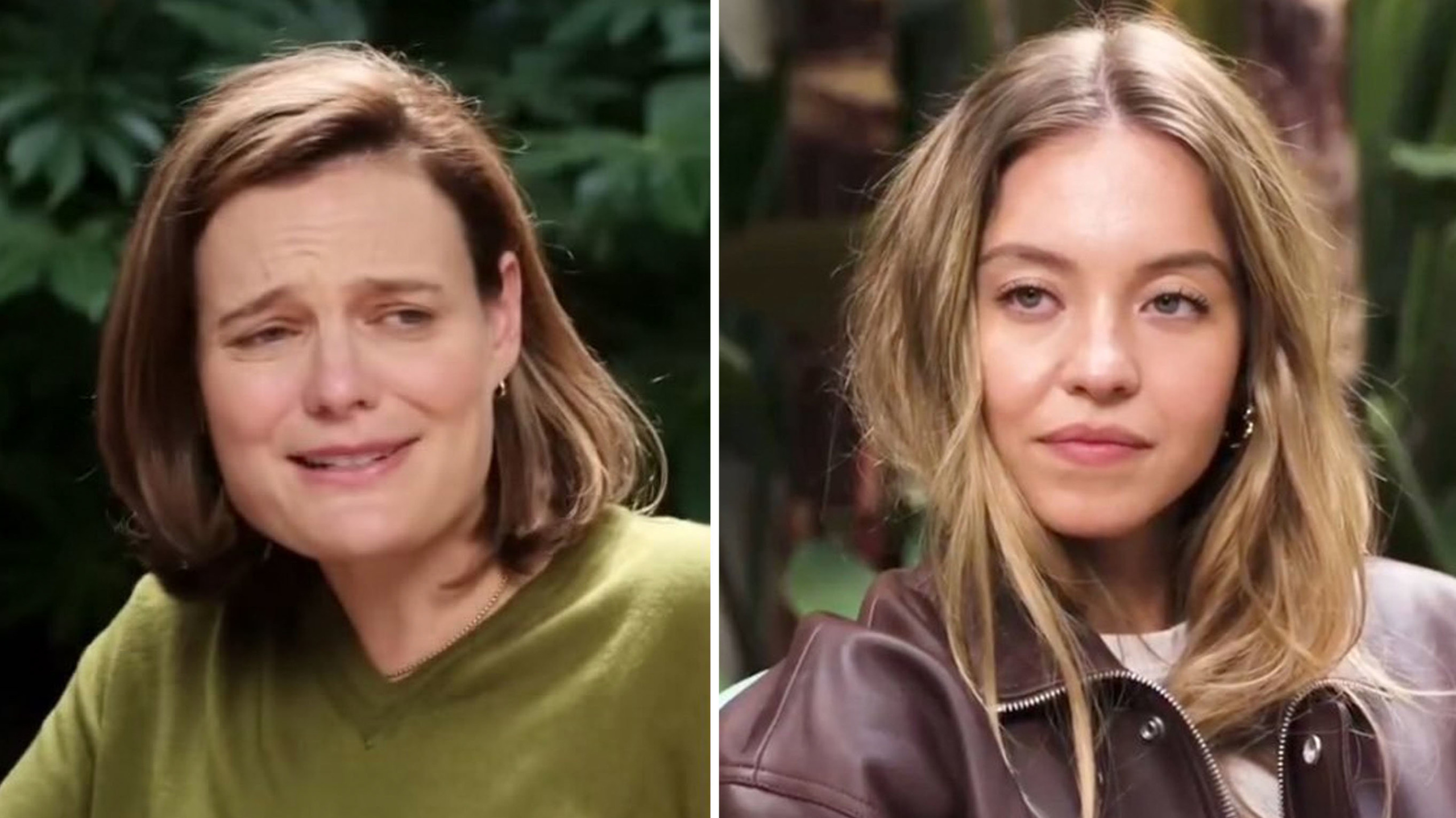 Sydney Sweeney and Katherine Stoeffel GQ Interview, side by side Blank Meme Template