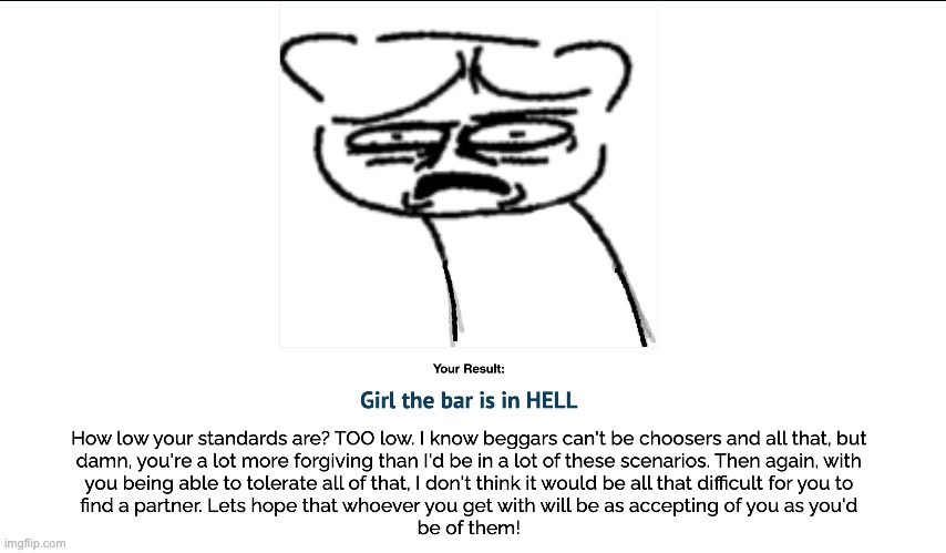 my quiz taking addiction has been satisfied... for now | made w/ Imgflip meme maker