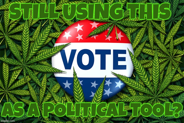 VOTE | STILL USING THIS; AS A POLITICAL TOOL? | image tagged in vote,marijuana,weed,thc,hemp,legalize weed | made w/ Imgflip meme maker