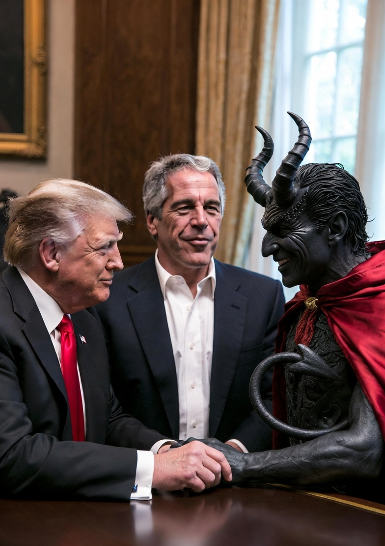 Donald Trump, Jeffrey Epstein and Satan, Lucifer, Devil Blank Meme Template
