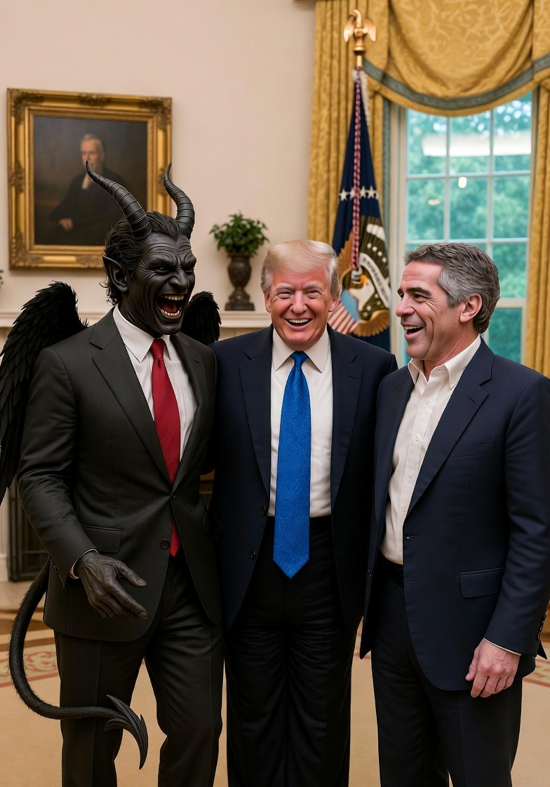 Donald Trump, Jeffrey Epstein and Satan, Lucifer, Devil Blank Meme Template