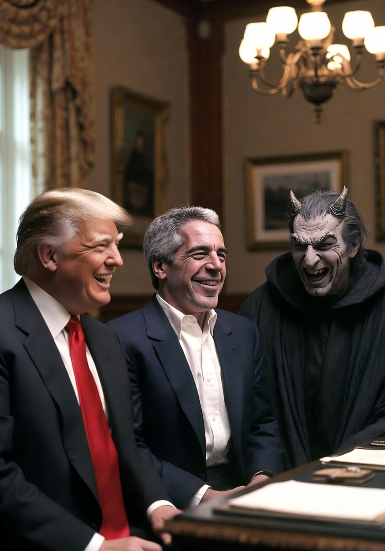 Donald Trump, Jeffrey Epstein and Satan, Lucifer, Devil Blank Meme Template