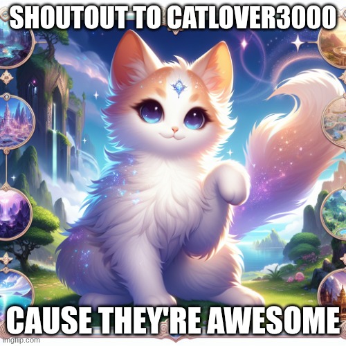 thanks for making me a mod | SHOUTOUT TO CATLOVER3000; CAUSE THEY'RE AWESOME | image tagged in cute cat in genshin impact | made w/ Imgflip meme maker