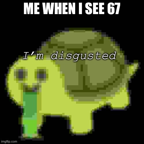 Disgusting | ME WHEN I SEE 67; I’m disgusted | image tagged in put it somewhere else patrick | made w/ Imgflip meme maker