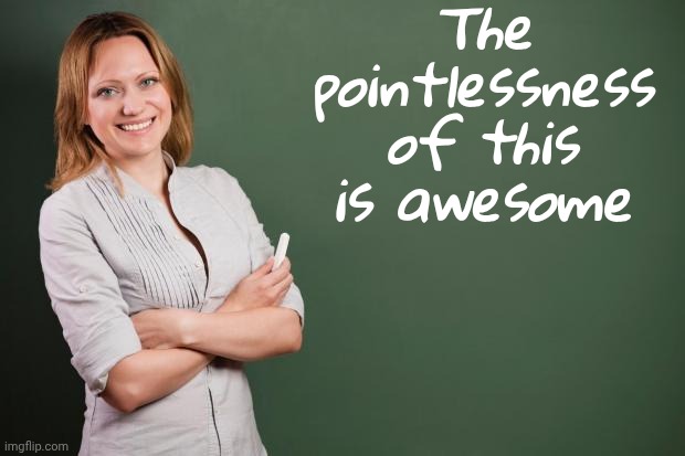 Teacher Meme | The pointlessness of this is awesome | image tagged in teacher meme | made w/ Imgflip meme maker