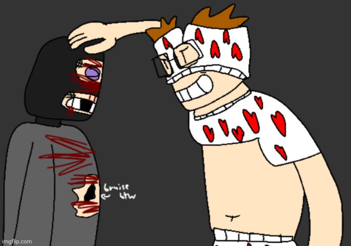 Incredible HeartBoxer (MC's alter ego) catches a criminal stealing ketchup (explaining why there's ketchup all over him lol) | made w/ Imgflip meme maker