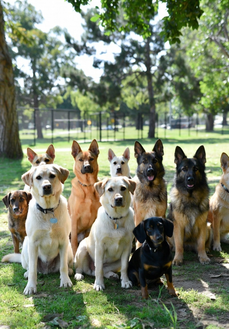 No Kings for K-9s Protest Dogs in a row park Blank Meme Template