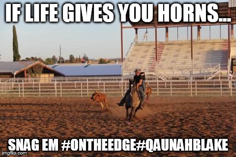 IF LIFE GIVES YOU HORNS... SNAG EM
#ONTHEEDGE#QAUNAHBLAKE | made w/ Imgflip meme maker