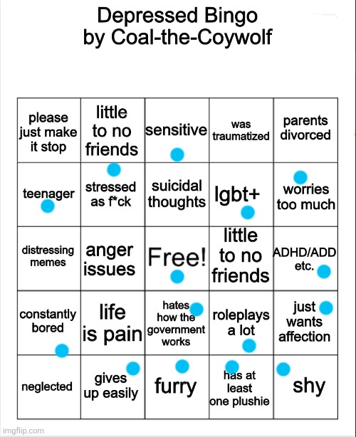 depressed bingo | image tagged in depressed bingo | made w/ Imgflip meme maker