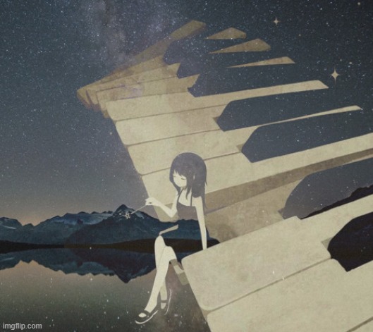 Can ya' credit the artist? | image tagged in anime girl,piano,anime | made w/ Imgflip meme maker