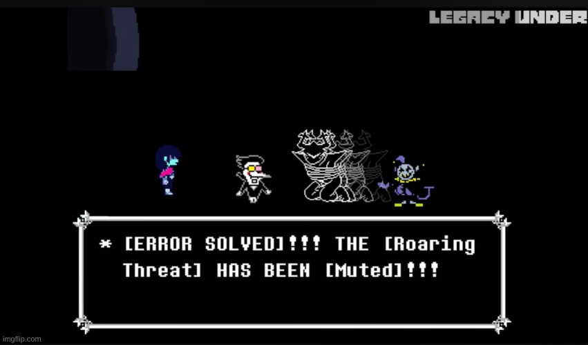 Did anyone else get this in chapter 3 (joke) | image tagged in spamton and jevil error solved | made w/ Imgflip meme maker