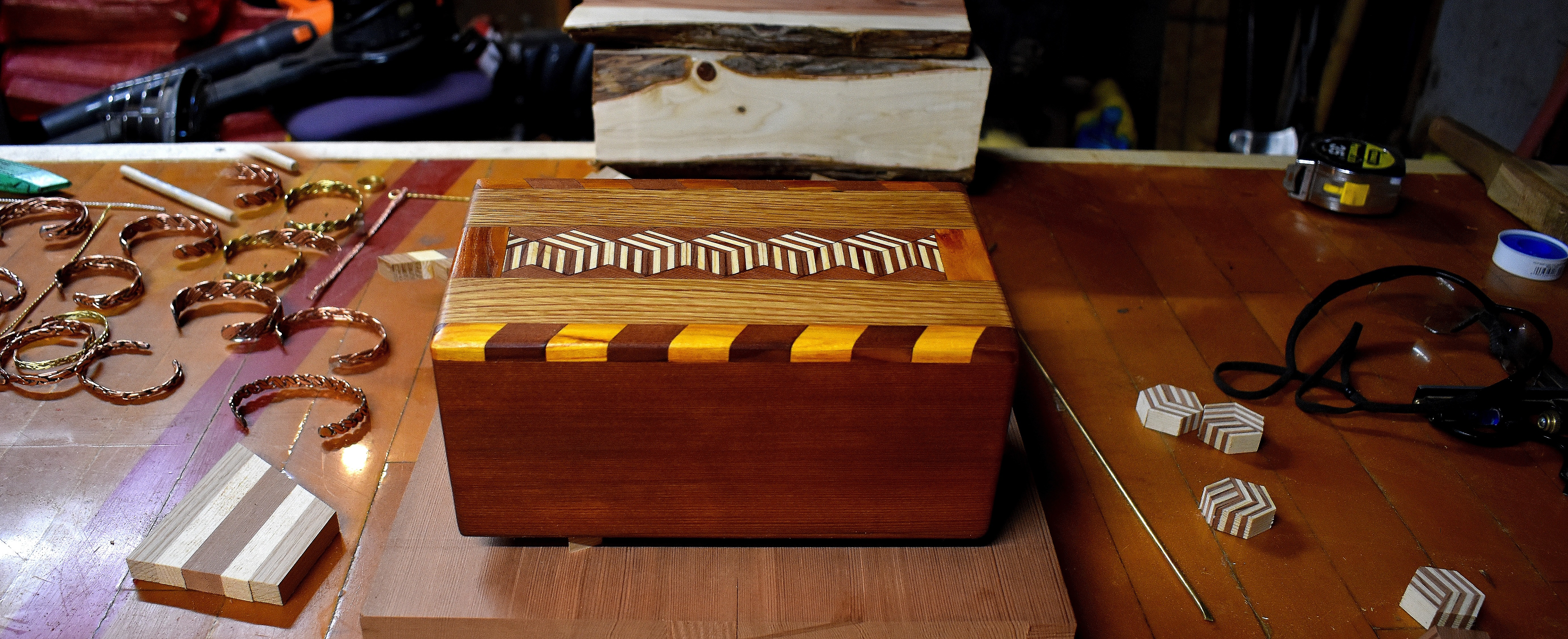 I built me a new stash box. this is my work bench. | made w/ Imgflip meme maker