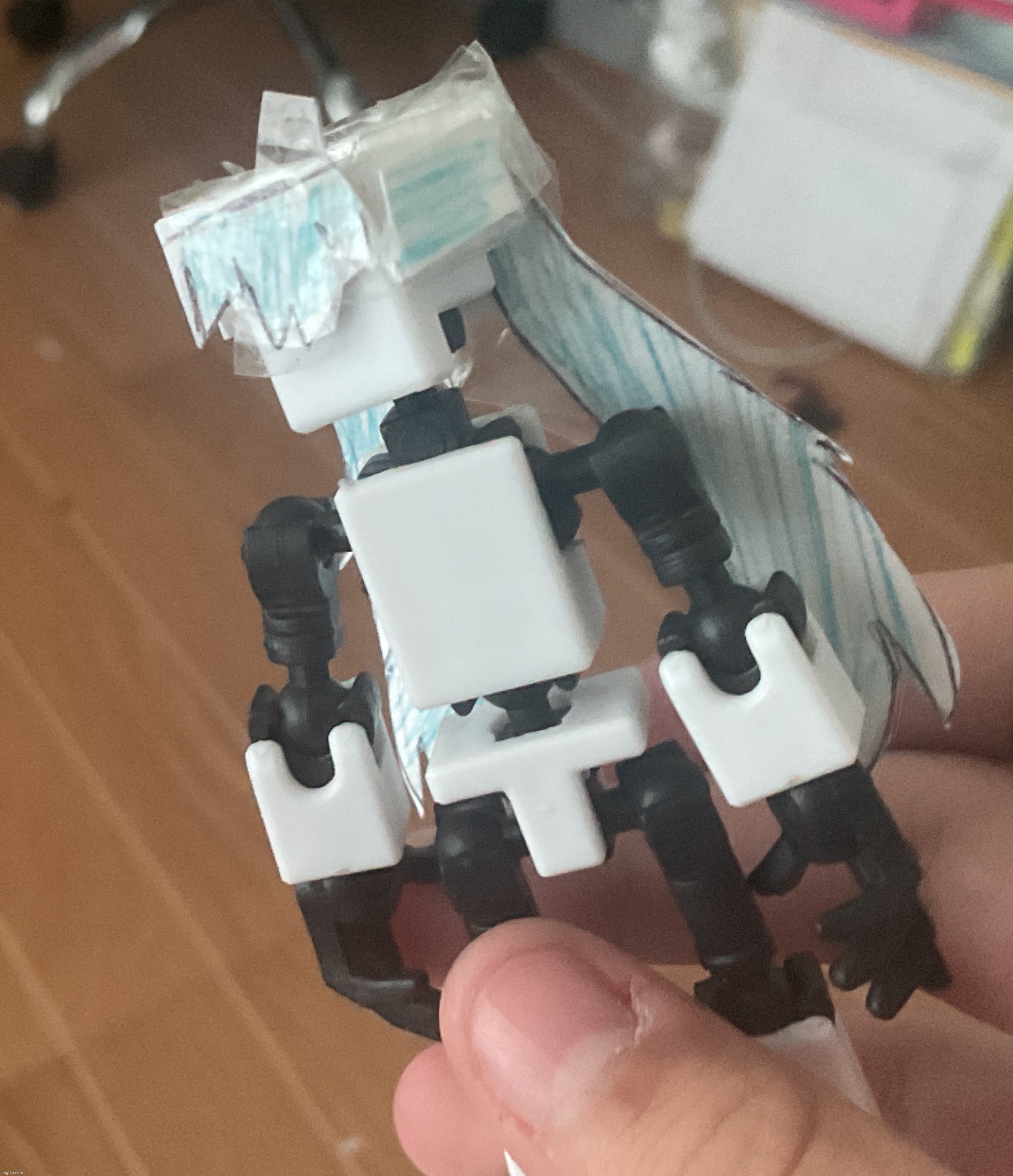 yesterday i tried to do paper hair for them and my first one was Miku (what hair should i make pls suggest in comments) | image tagged in hatsune miku,wig | made w/ Imgflip meme maker