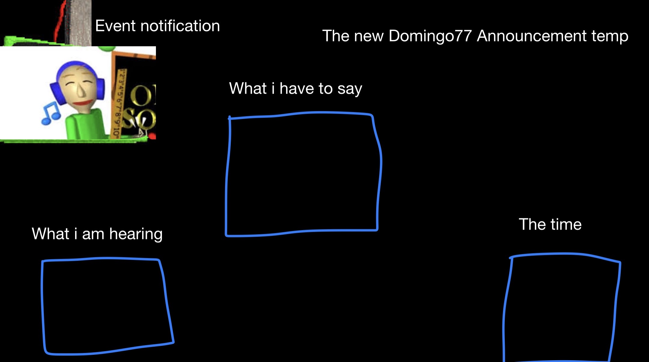 The new Domingo77 anoucment temp Blank Meme Template