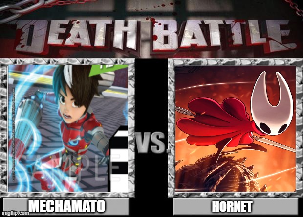 Lance Battle | MECHAMATO; HORNET | image tagged in death battle,hollow knight,hollow knight sliksong,mechamato | made w/ Imgflip meme maker