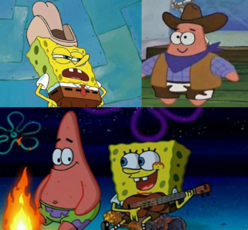 Spongebob & Patrick Cowboys Blank Meme Template