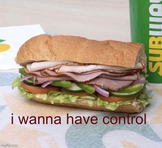 Subway sandwich | i wanna have control | image tagged in subway sandwich | made w/ Imgflip meme maker