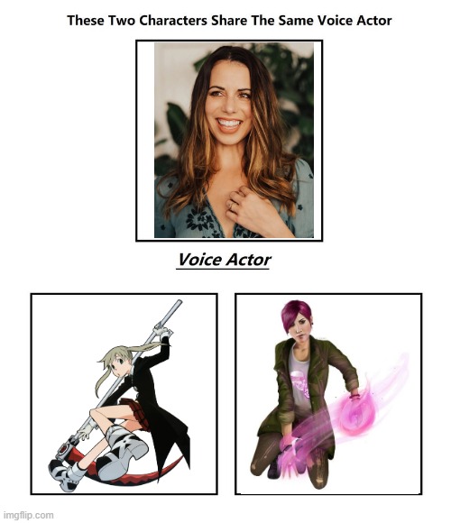 Laura Bailey | image tagged in same voice actor,laura bailey,infamous,soul eater,infamous second son,playstation | made w/ Imgflip meme maker
