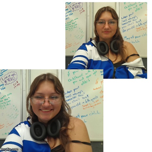 my friend put his glasses on me heheh | made w/ Imgflip meme maker