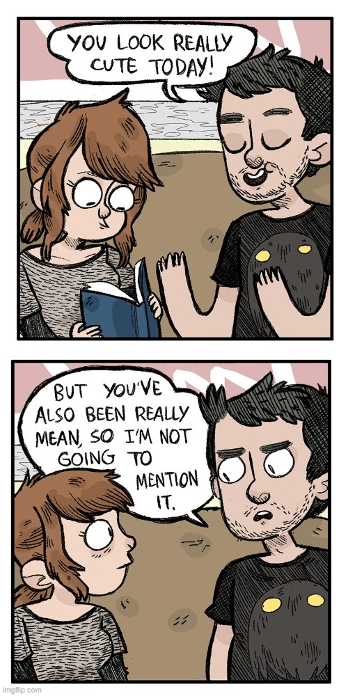 image tagged in cute,mean,oof | made w/ Imgflip meme maker