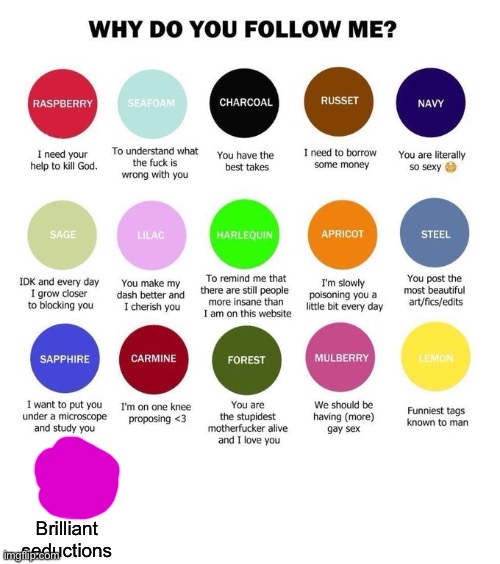 Why Do You Follow Me Circles | Brilliant seductions | image tagged in why do you follow me circles | made w/ Imgflip meme maker