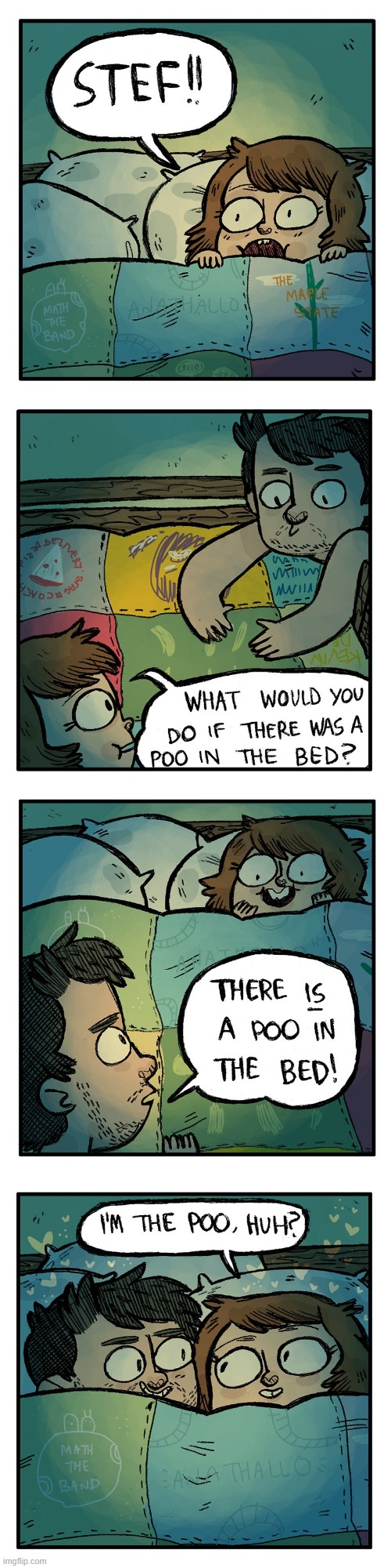 image tagged in bed,poo,spouse,aww | made w/ Imgflip meme maker